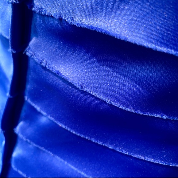 ELIZA J. Blue Satin Party Dress ! Perfect for Holiday Gatherings ! - Picture 5 of 9